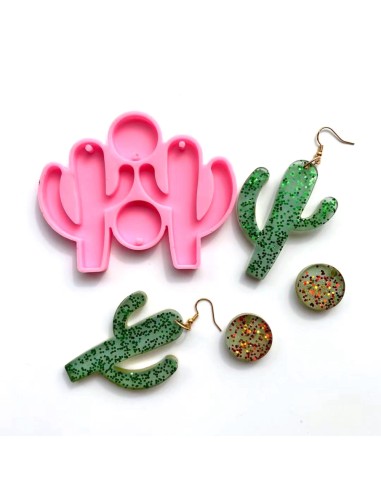 Molde de silicona de cactus para pendientes grande