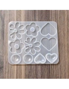 Molde de silicona de margarita y corazones