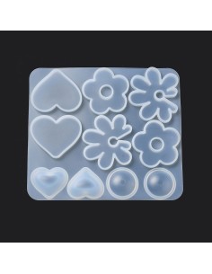 Molde de silicona de margarita y corazones