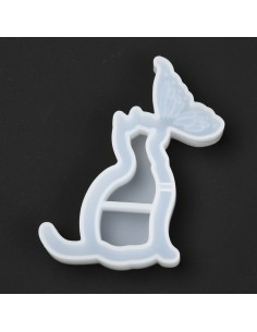 Molde de silicona de gatito besando una mariposa