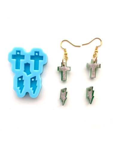 Molde de silicona de rayos y cruces peque