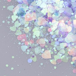 Viruta de corazones holográficos lila pastel