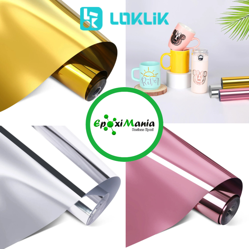 LOKLiK Vinilo Adhesivo Permanente Espejo Metálico - Oro Rosa - 30,5 x 180 cm