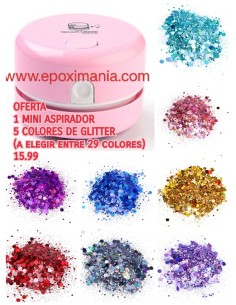 Mini aspirador + 5 colores de glitter