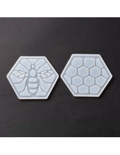 Pareja de moldes de silicona de posavasos de abeja y panal