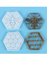 Pareja de moldes de silicona de posavasos de abeja y panal